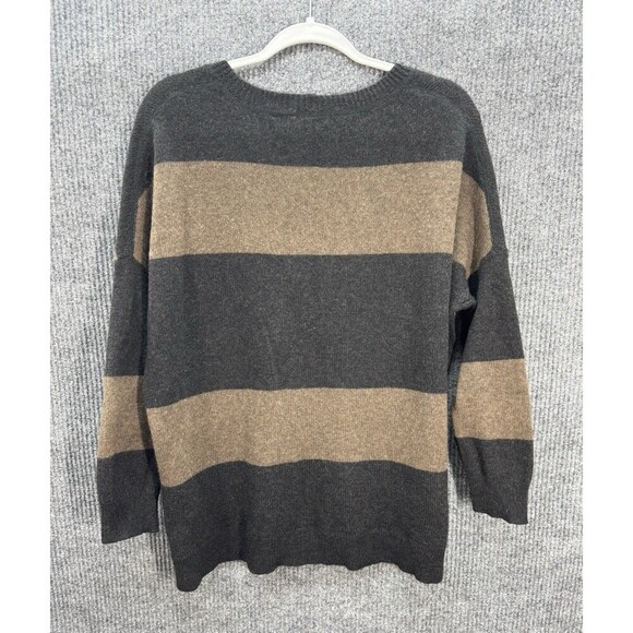 Vince Yak Wool Rugby Stripe Sweater Womens Small Gray Tan Relaxed Knit Top - Picture 4 of 10